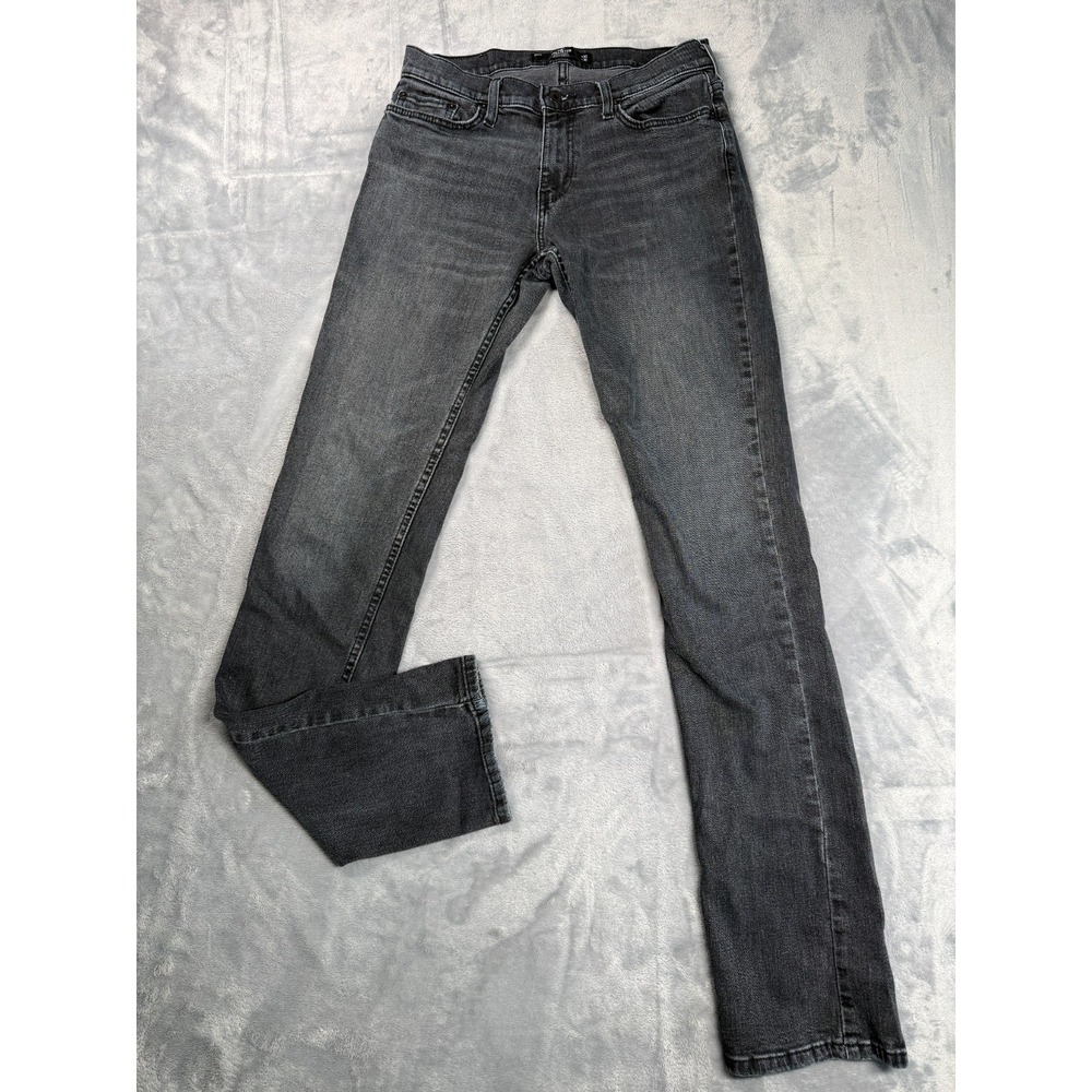 Hollister Epic Flex Jeans Men's 30x36 Gray Denim Dark Washed Slim Straight Leg